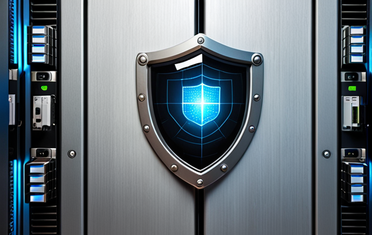 ** Full data backup on a server, represented visually as a complete protective shield.
**