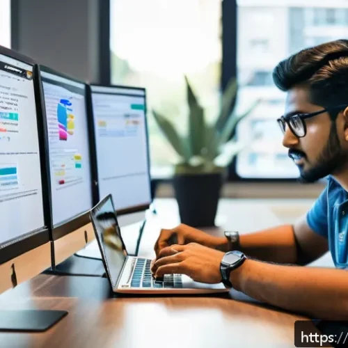 REST API 서버 구축 방법 - A modern, professional workspace scene showing a developer writing REST API code on a sleek laptop, ...