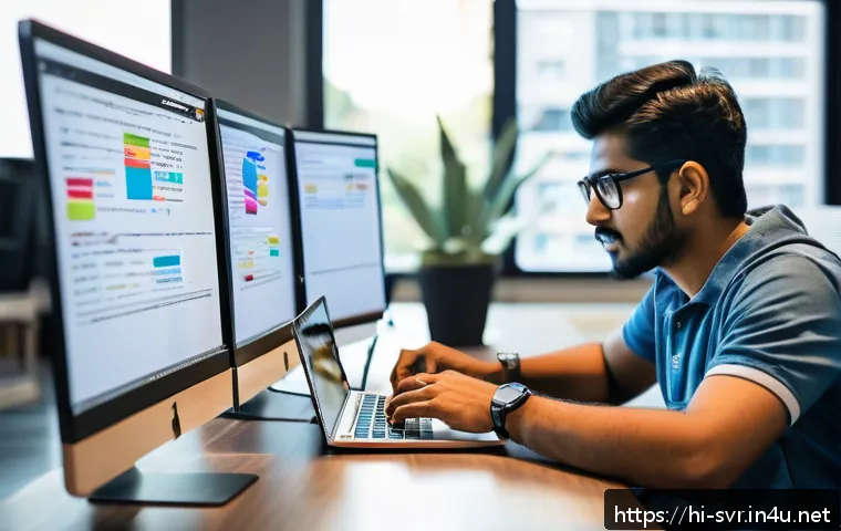 REST API 서버 구축 방법 - A modern, professional workspace scene showing a developer writing REST API code on a sleek laptop, ...