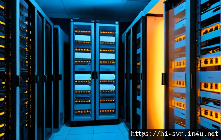 Home 17 웹 서버와 데이터베이스 서버의 차이점 - Photorealistic modern data center comparison scene, a sleek web server rack in the foreground connec...